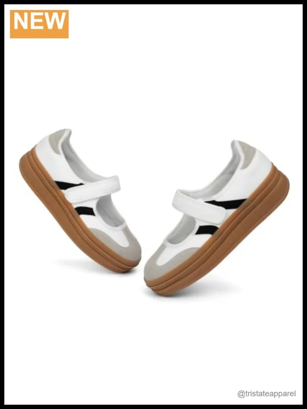 Retro Platform Mary Jane Sneakers Hook and Loop Slip On Walking Flats Faux